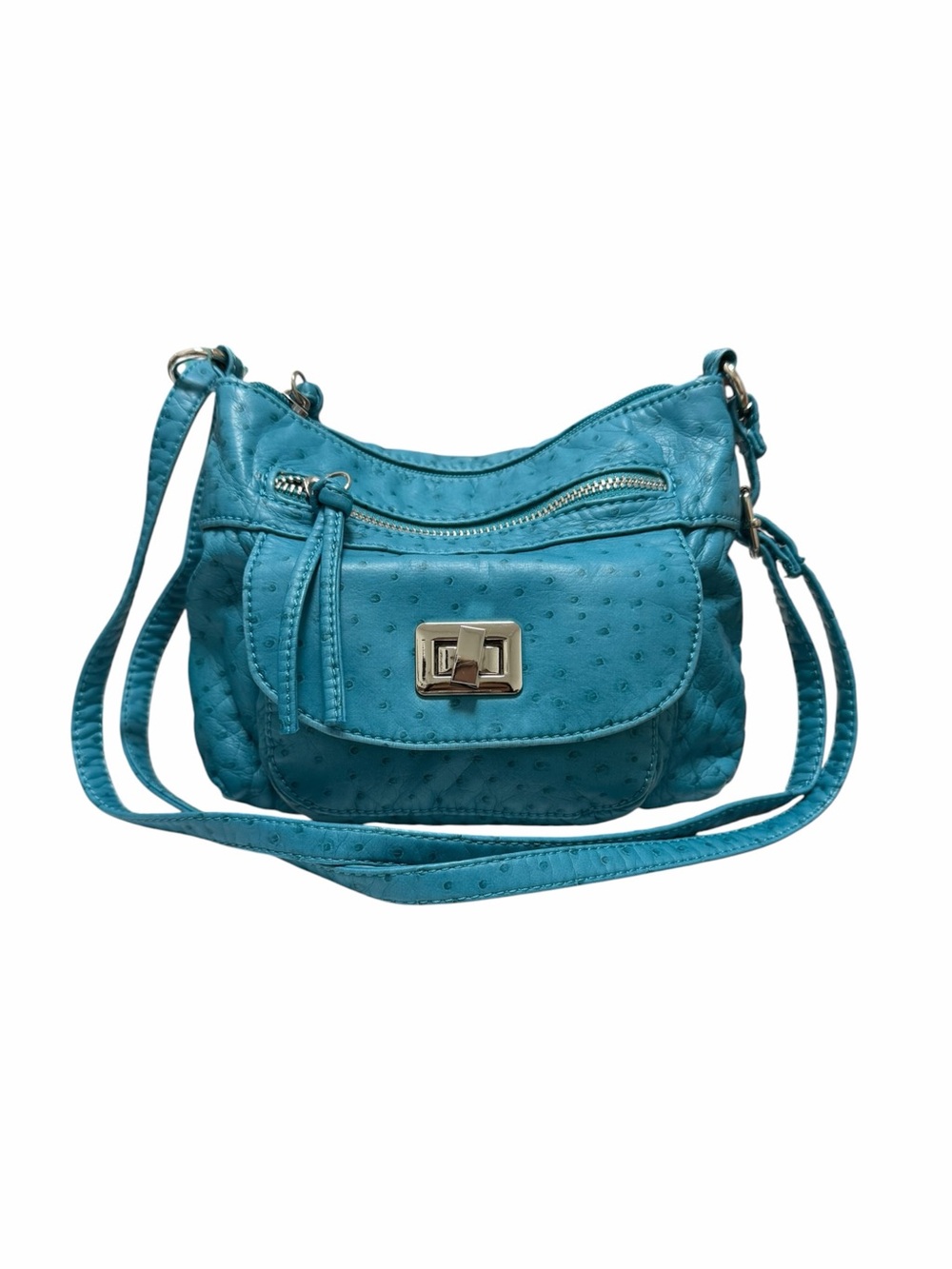 Bueno Dots Teal Faux Leather Crossbody Handbag
